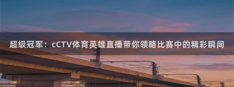 蜘蛛直播体育免费：超级冠军：cCTV体育英雄直播带你领略比赛中的精彩瞬间